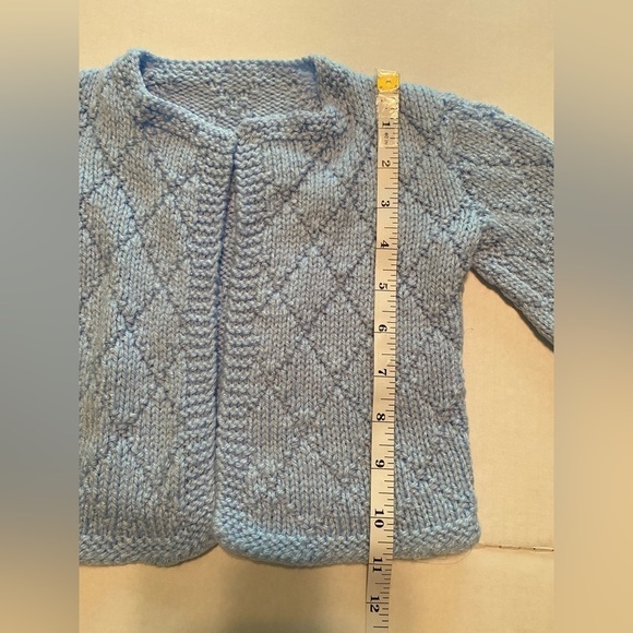Handmade Soft Knit Open Cardigan Sweater Blue Girls size (18 months - 2T) - Picture 7 of 7